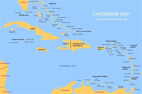 Caribbean Map | Free Map of the Caribbean Islands | Caribbean islands map, Caribbean islands ...