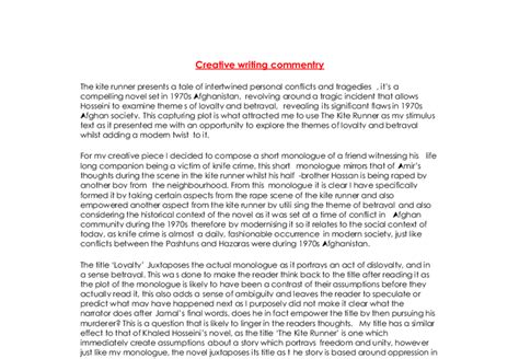 Creative Writing Commentry A Level English Marked By