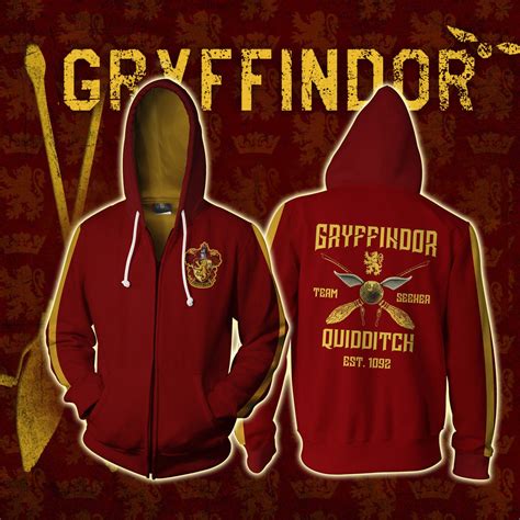 Gryffindor Quidditch Team Harry Potter Zip Up Hoodie Moveekbuddyshop