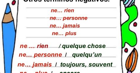 Le Coin FranÇais Du LycÉe La Négation Avec Nerien Ne Plus Ne