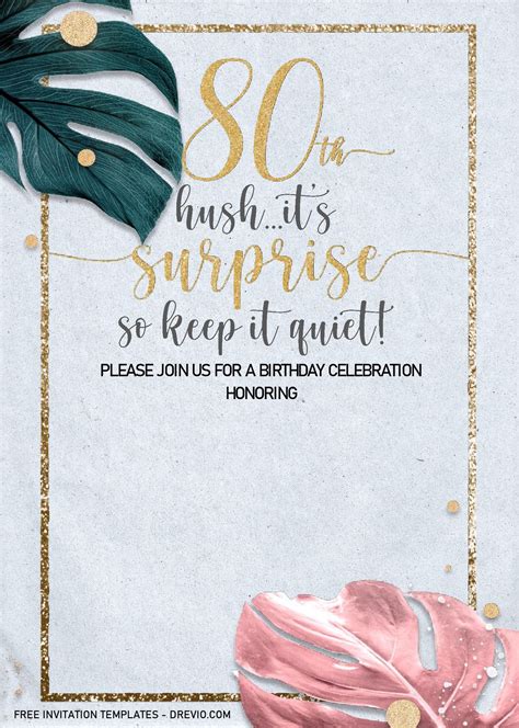 80th Birthday Free Printables Printable Templates