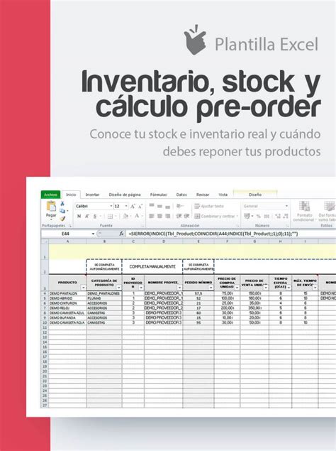 Plantilla Inventario Stock Y Cálculo Pre Order Plantilla De Inventario