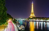 Eiffelturm, Paris, Frankreich, Fluss, Lichter, Beleuchtung, Nacht ...