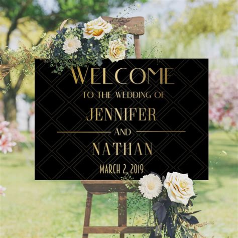 Welcome Wedding Sign Black And Gold