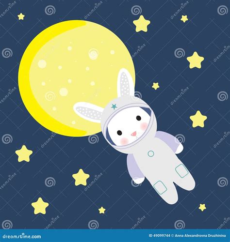 Bunny In Space Stock Illustration Image Of Alien Moon 49099744