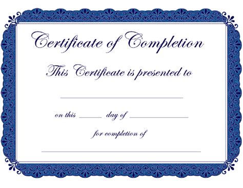 Certificate Completion Certificates Templates Free