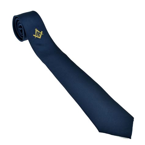 Blue Tie With Gold Masonic Design With G