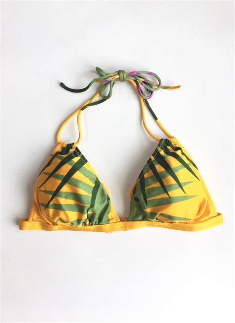 1970s 70s Yellow Tropical Gottex Bikini Bathing Suit Swimsuit Hemlock