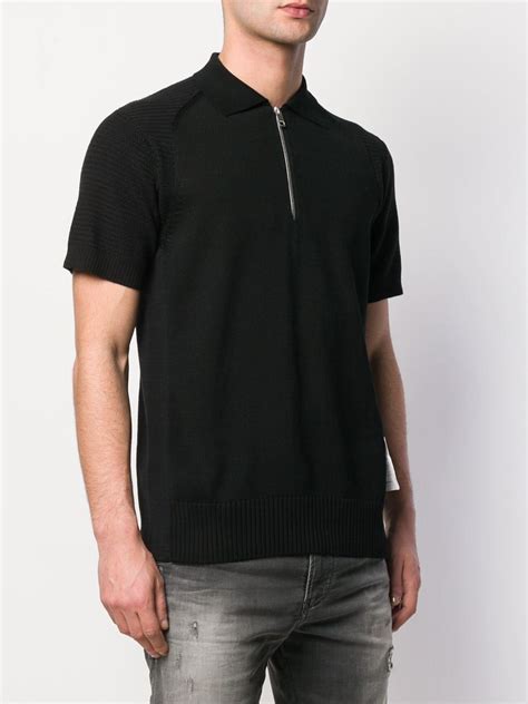 Lyst Diesel Half Zip Knitted Polo Shirt In Black For Men