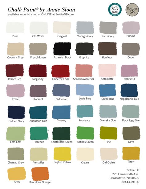 New Chalk Paint By Annie Sloan Color Card With All 44 Colors Incl