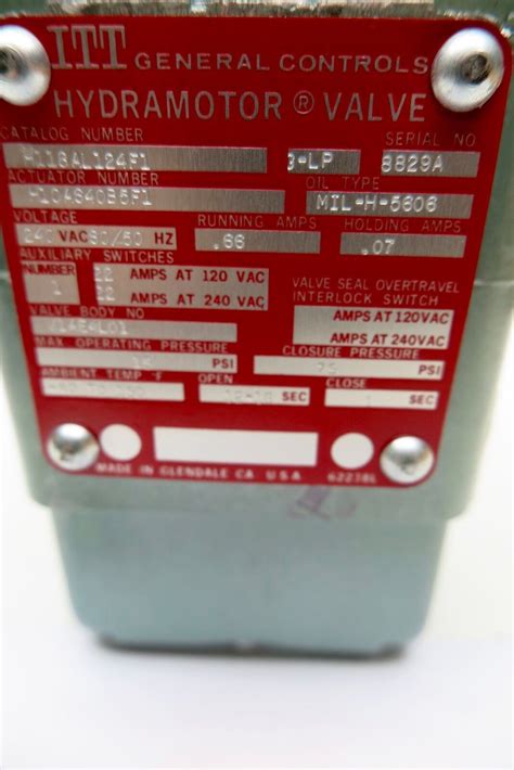 Itt General Controls Gas Valve H118al124f1 Valve Body V1ae4l01 240vac
