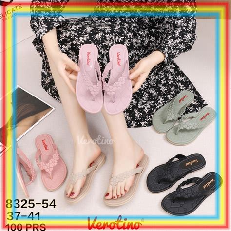 Jual 8325 54 Sendal Jepit Karet Wanita Verotino Sandal Jepit Motif Bunga Bunga Shopee Indonesia