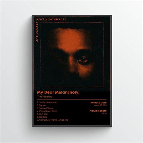 The Weeknd My Dear Melancholy Album Poster Etsy Uk