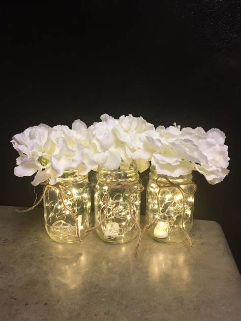 Mason Jar Wedding Centerpieces With Lights Wedingpoka