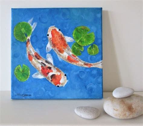 Koi Fishes In Acrylic On Canvas Ready To Hang 2016 Acrylic