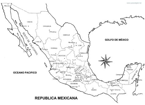 Mapa De La Republica Mexicana Con Nombres Y División Política