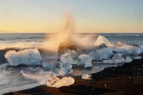 Powerful Wave At Ice Chunks Stock Photo Dissolve
