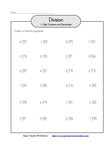 Division Of Two Digit Numbers Worksheets