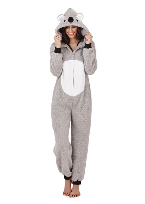 Loungeable Ladies Adult Animal Onesie Jumpsuit Koala Bear Teddy Pyjama