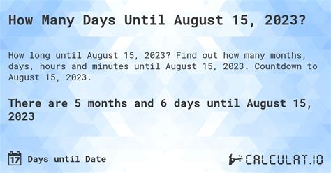How Many Days Ago Was August 15 2023 Calculatio