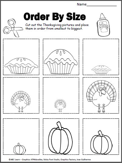 November Thanksgiving Order By Size Made By Teachers