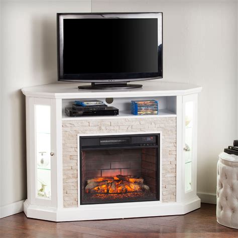 Renstone Corner Media Console With Electric Fireplace For Tvs Up To 50