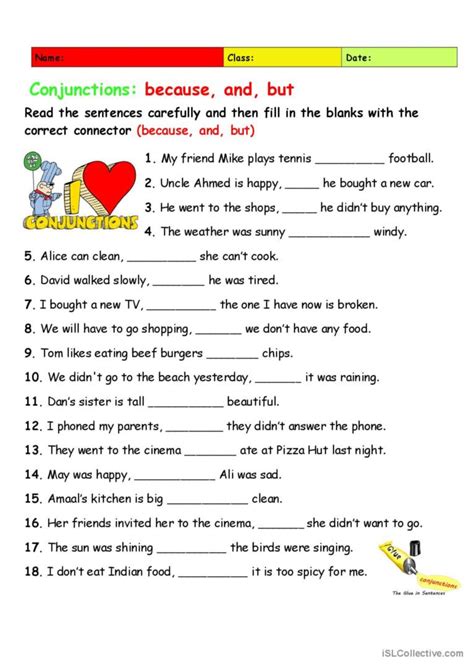Assessment And But Because Genera English Esl Worksheets Pdf And Doc