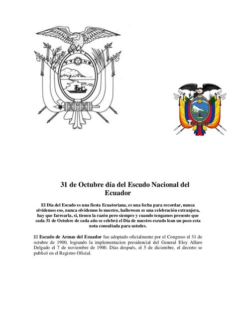 31 De Octubre Día Del Escudo Nacional Del Ecuador