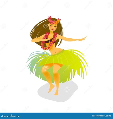 Illustration Of A Hawaiian Hula Dancer Woman Stock Vector
