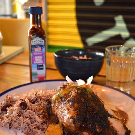 Turtle Bay Jerk Chicken With Rice Peas And Our Jerk Bbq Sauce Delicious Jerk Chicken Chicken