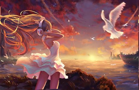 Anime Girls Landscape Wallpapers Wallpaper Cave