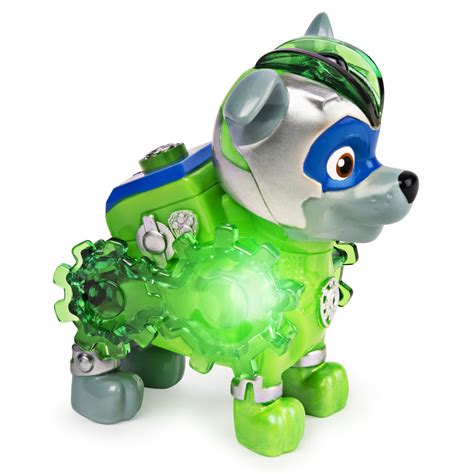 Paw Patrol Mighty Pups Charged Up Rocky Collectible Figure With Light