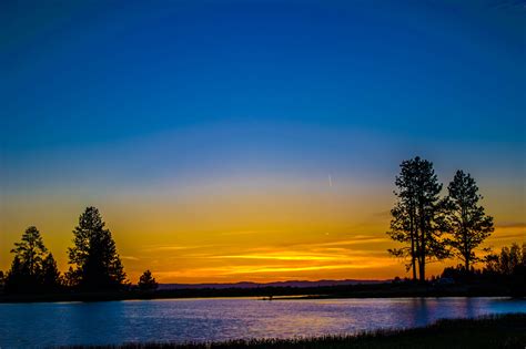 Horizon Lake Lakeside Landscape Sunrise Sunset Trees Waterside