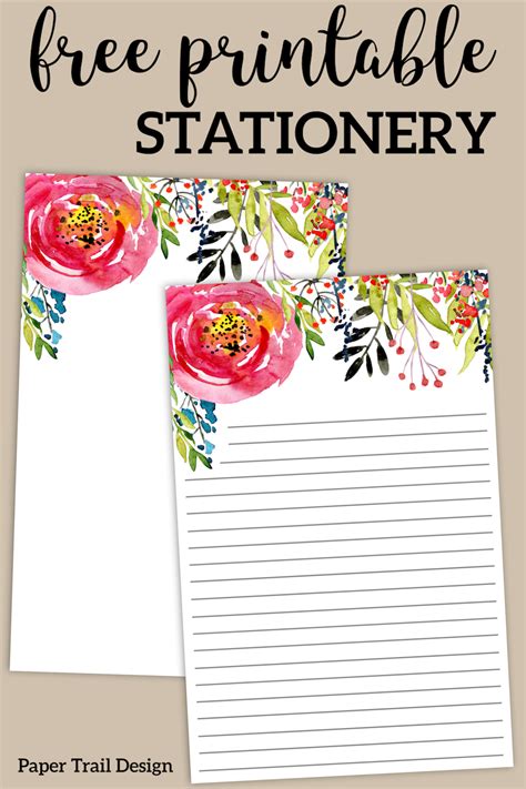 Free Printable Floral Stationery With Or Without Lines Cute Lined