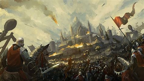 Hd Wallpaper Fantasy Battle Army Castle Knight Warrior