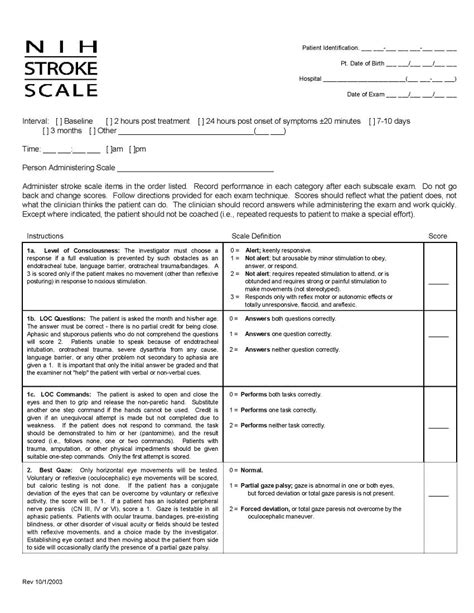 National Institutes Of Health Nihs Stroke Scale 2018 2019 Student