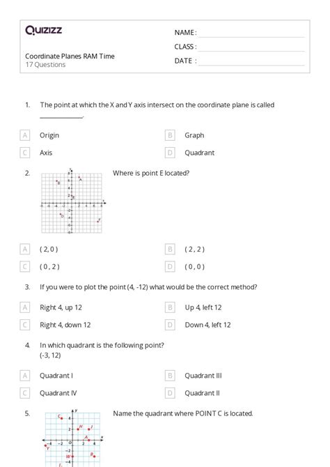 50 Coordinate Planes Worksheets For 6th Grade On Quizizz Free