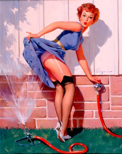 A Near Miss Oil On Canvas By Gil Elvgren Remembering Pinups Of