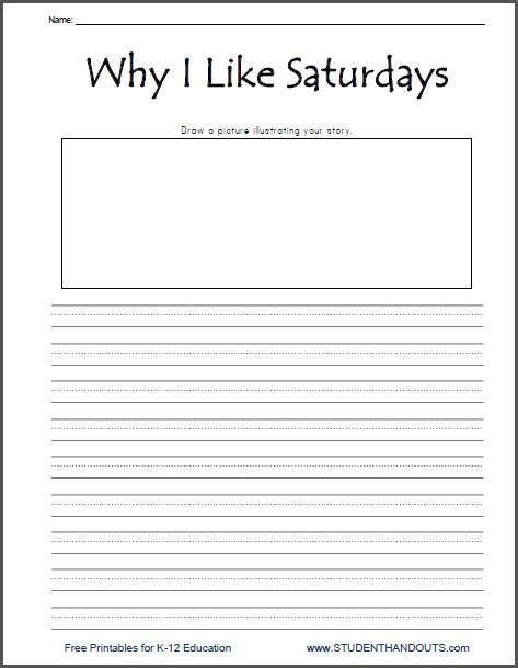 Cute animals environmental protection writing paper with borders. Why I Like Saturdays Writing Prompt Printable | Second ...