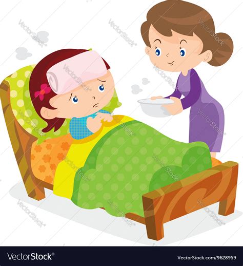 Mother Take Care Sick Girls Royalty Free Vector Image