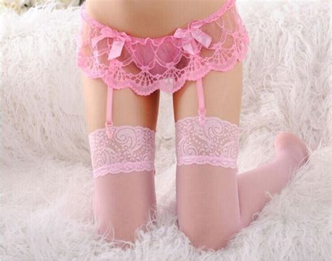 buy women s sexy sheer lace top thigh high stockings garter belt suspender pantyhose jm14 at