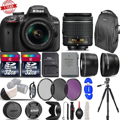 Nikon D3400 Digital Slr Camera With 18 55mm Vr 3 Lenses Kit 64gb