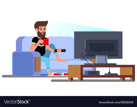 Man Watching Television Couch Royalty Free Vector Image