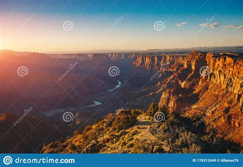 The River Colorado Through The Grand Canyon At Sunset Grand Canyon