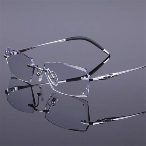 Brand Men Pure Titanium Rimless Eyeglasses Frames Brand Myopia Glasses Frame For Male Grey