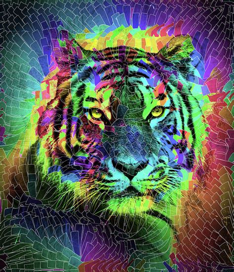 Multicolored Amazing Tiger Digital Art By Grace Iradian Fine Art America