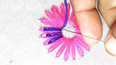 Hand Embroidery Amazing Lazy Daisy Embroidery Design Youtube