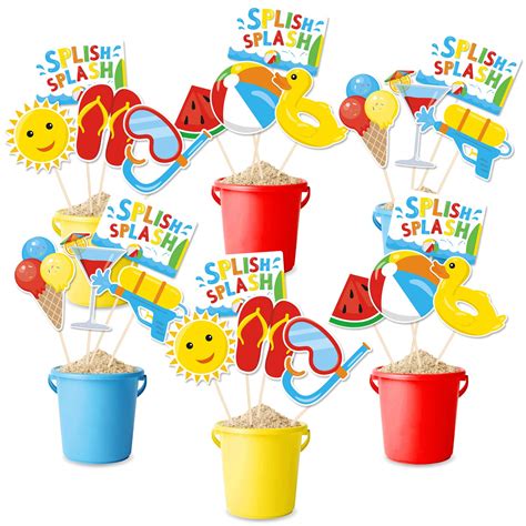 Buy 24pack Beach Ball Birthday Party Centerpiece Sticks Table Toppers Splish Splash Party