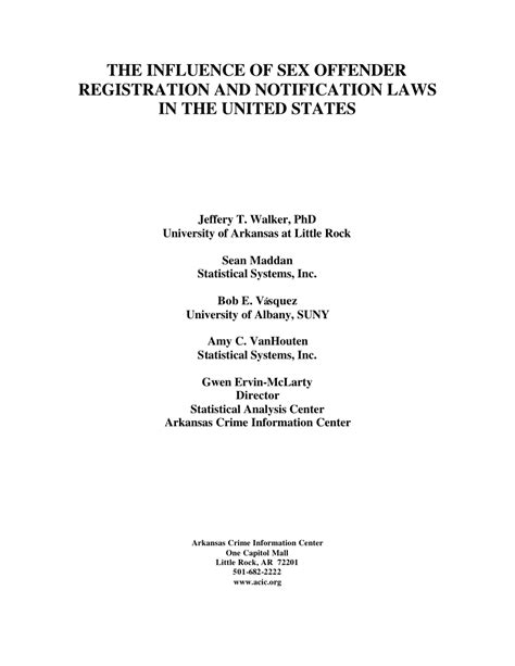 Pdf The Influence Of Sex Offender Registration And Notification Laws