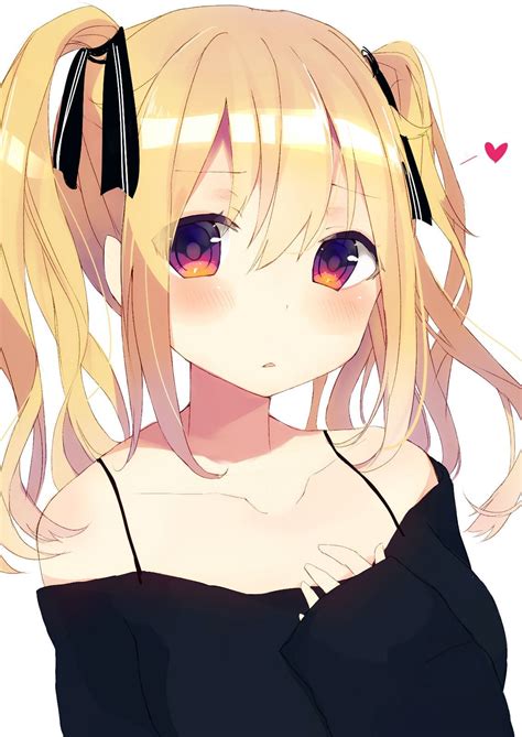 blonde haired girl slightly blushing [original] r twintails